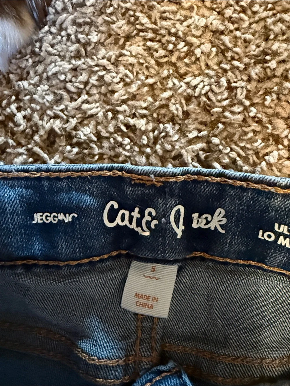 Cat & Jack Blue Denim Jeans with Rainbow Knee Embroidery